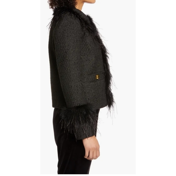 Halogen x Atlantic-Pacific Feather Trim Tweed Blazer (2X) - Picture 8 of 12